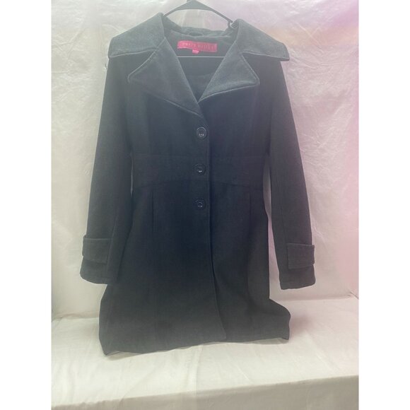 Paris Hilton Women's Dark Gray Button Down Pea Coat Size M - Picture 1 of 10